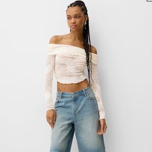 Bershka Cream Lace Top